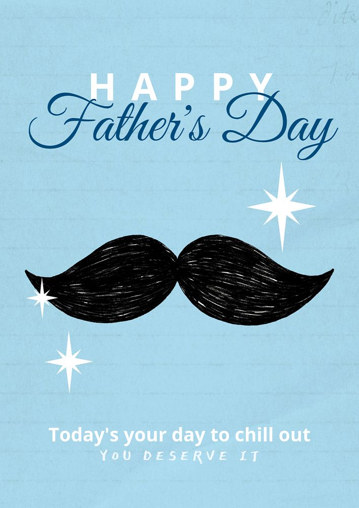 Happy Father's day poster template, editable digital painting remix