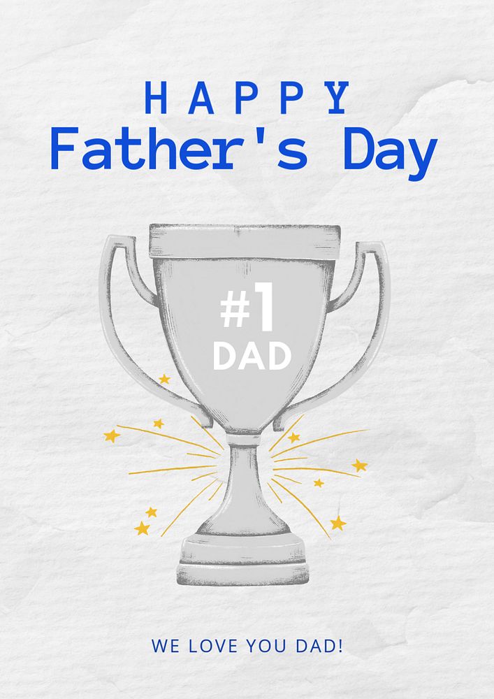 Father's day poster template, editable digital painting remix