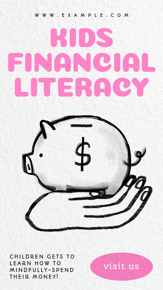 Kids financial literacy Instagram story template, customizable social media design 