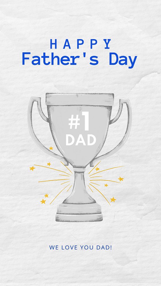 Dad trophy Facebook story template, editable digital painting remix