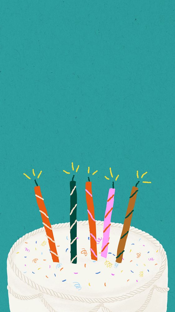 Cute birthday cake Facebook story, editable aesthetic digital painting remix