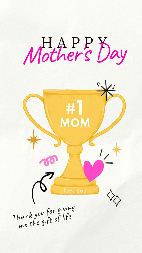 Mother's day Facebook story template, editable digital painting remix