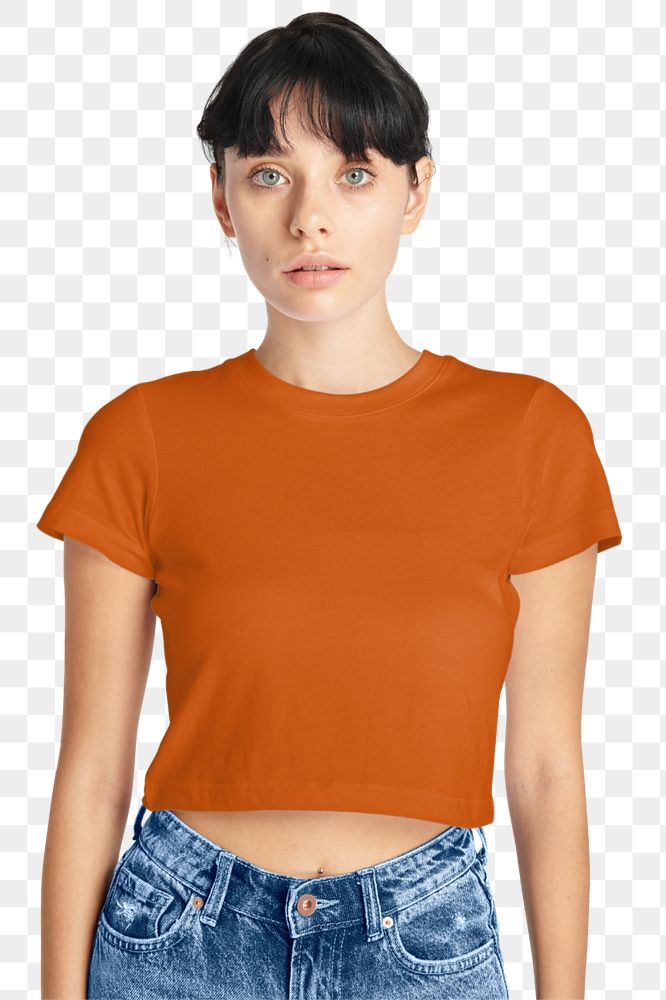 Orange crop top mockup element, editable apparel & fashion