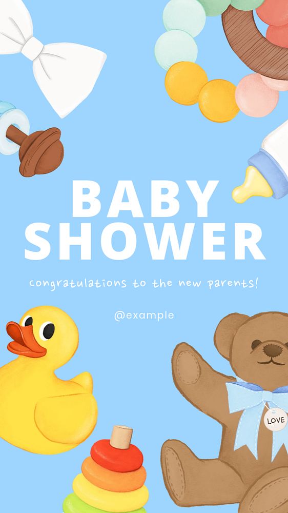 Baby shower Instagram story template, editable digital painting remix