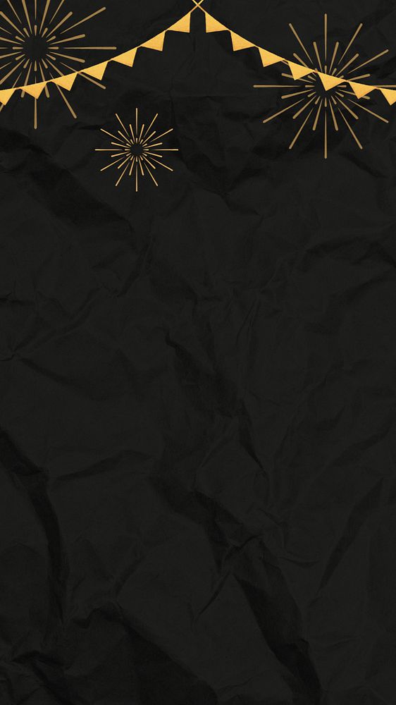 New Year fireworks phone wallpaper, editable party digital painting remix