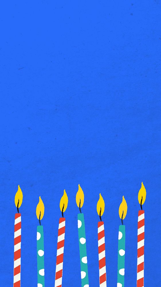 Editable birthday candles iPhone wallpaper, party digital painting remix