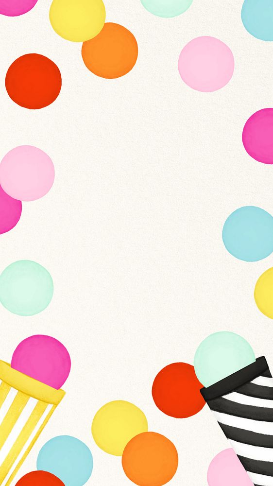 Colorful party frame phone wallpaper, editable aesthetic digital painting remix