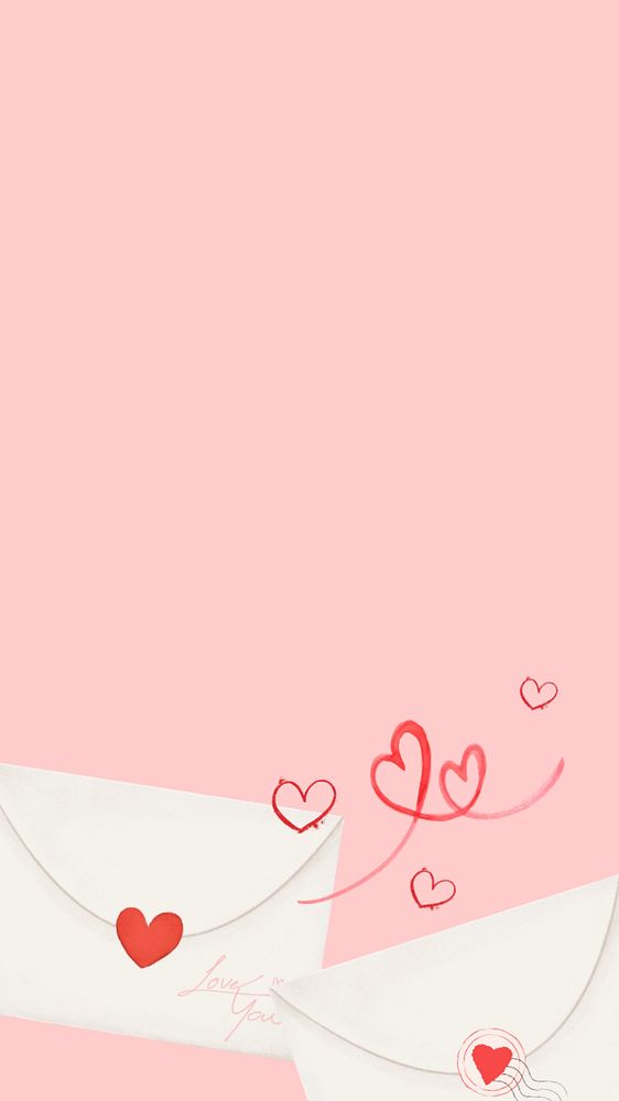 Valentine's love letters iPhone wallpaper, editable digital painting remix