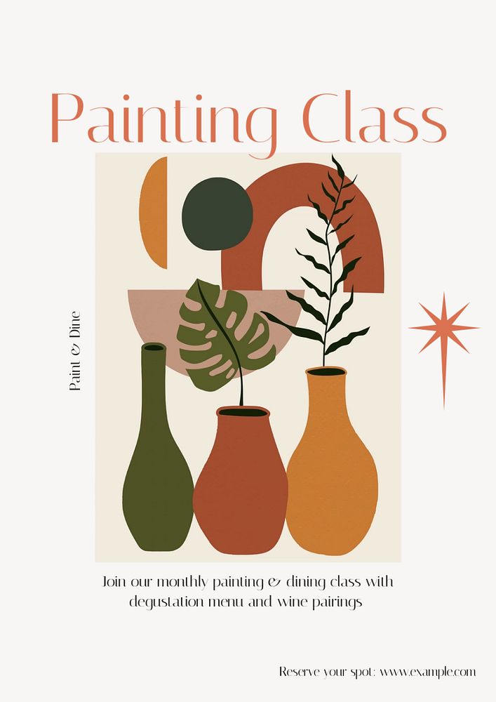 Painting class poster template, customizable design