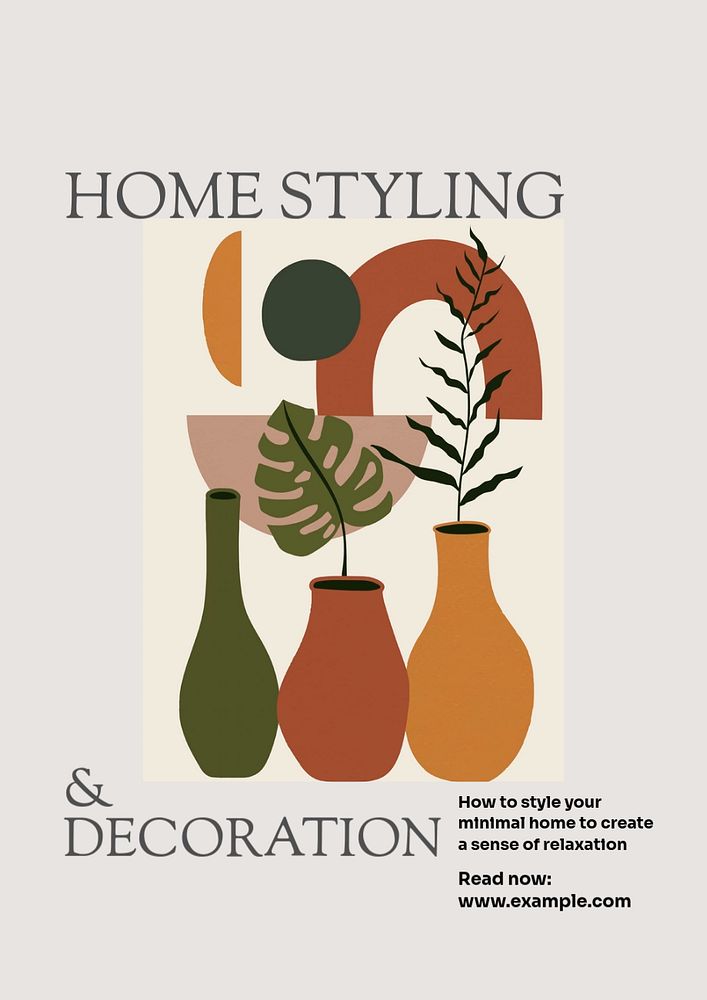 Home decor poster template, customizable design