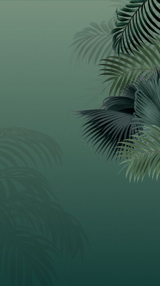 Green palm leaf mobile wallpaper, tropical border background, editable design