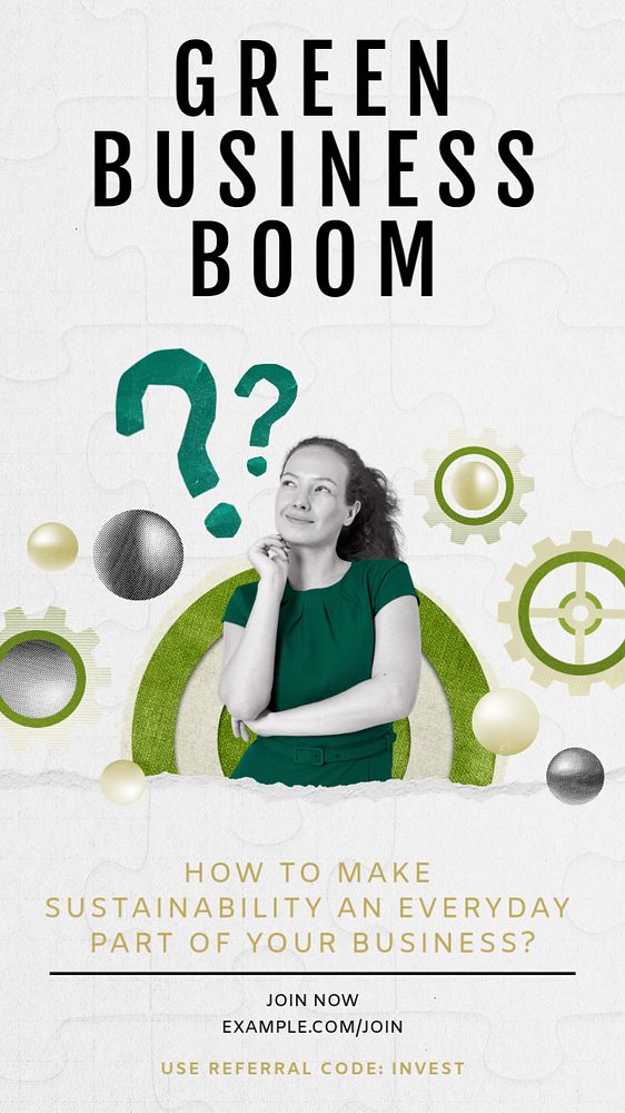 Green business boom Instagram story template, editable text & design