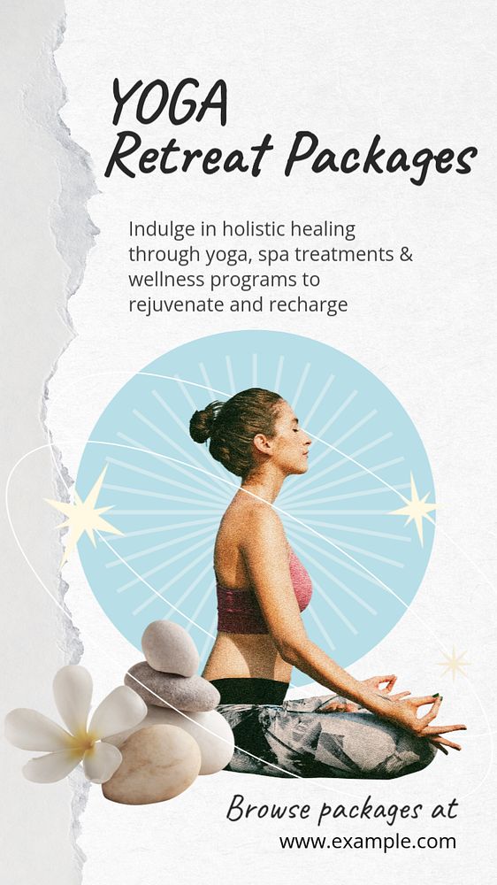 Wellness retreat package Facebook story template, editable text