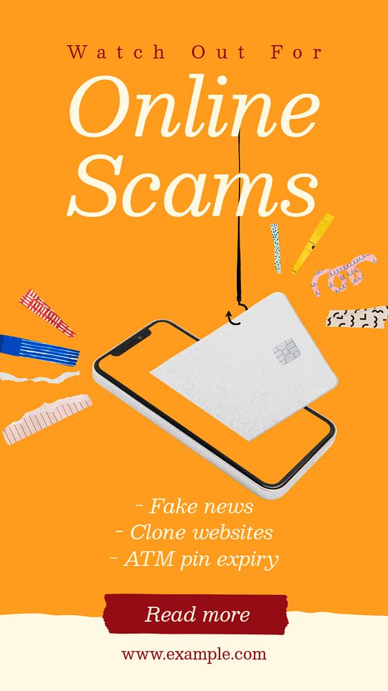 Online scam Facebook story template, editable text