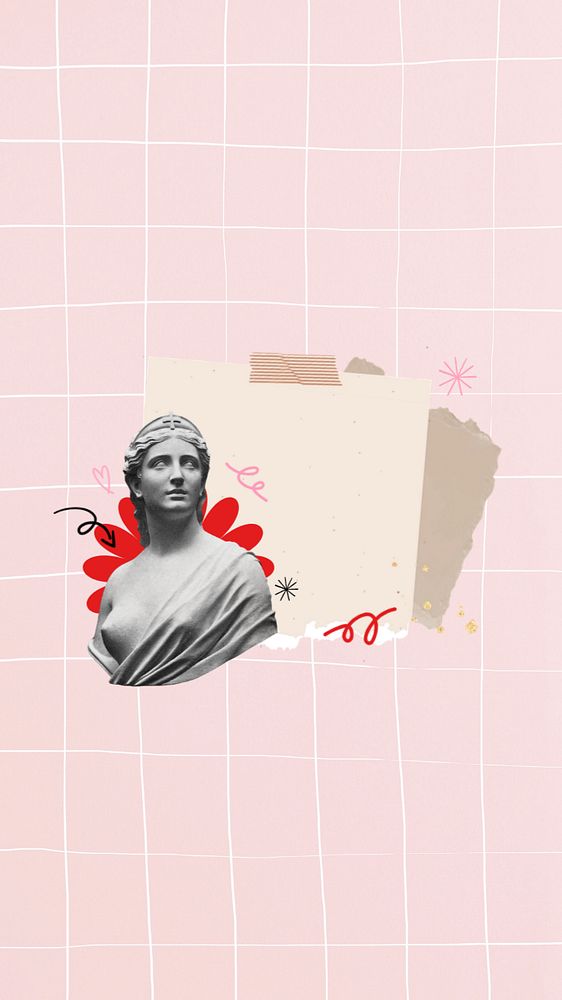 Greek goddess mobile wallpaper, pink  editable design