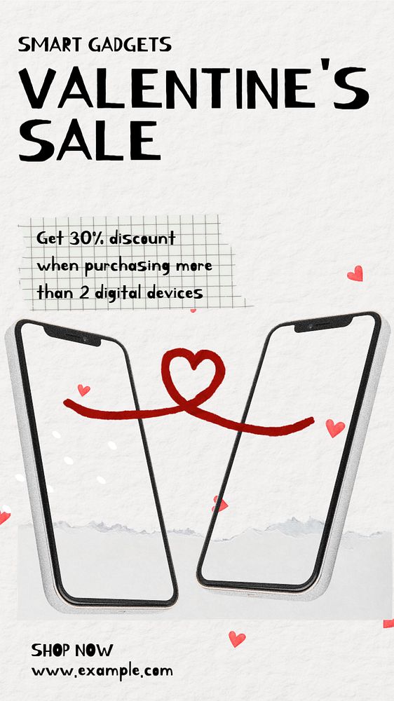 Valentine's sale Facebook story template, editable text