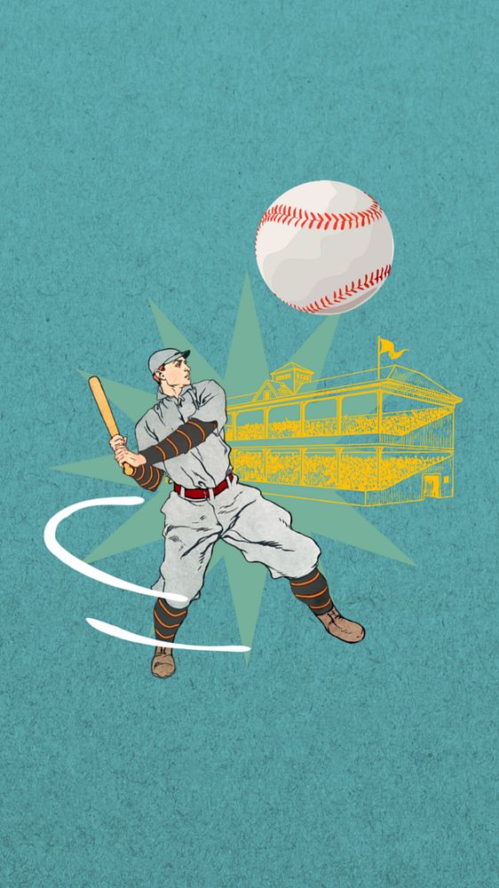 Baseball sports collage iPhone wallpaper, editable design