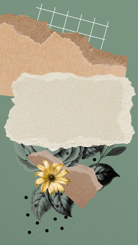 Paper collage phone wallpaper template, editable design