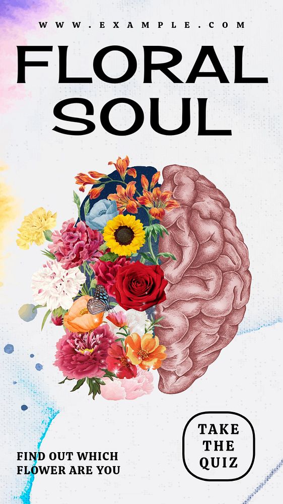 Floral soul quiz Instagram story template, customizable social media design 