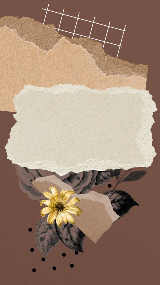 Paper collage phone wallpaper template, editable design