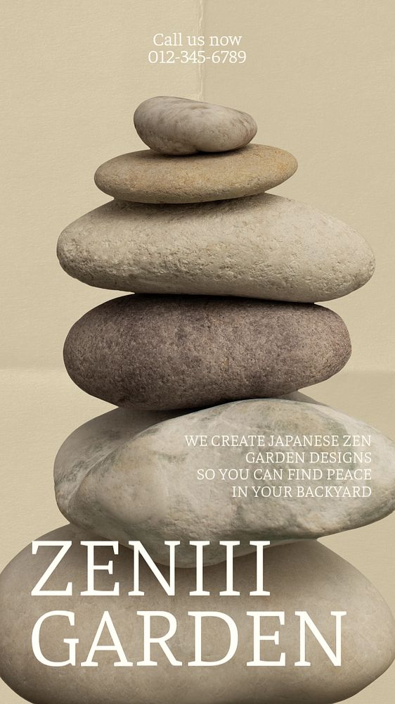 Zen garden Instagram story template, customizable social media design