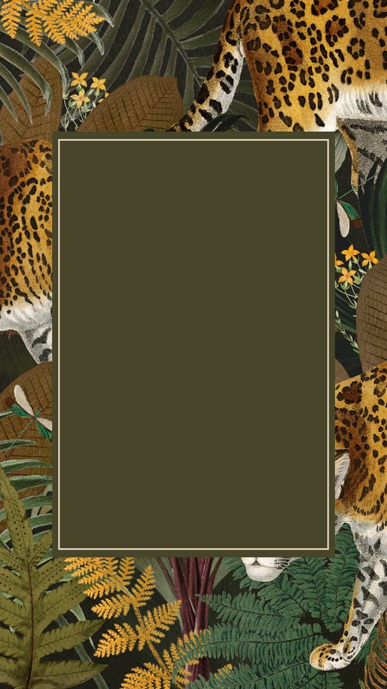 Jaguar tiger patterned mobile wallpaper, wildlife frame background, editable design