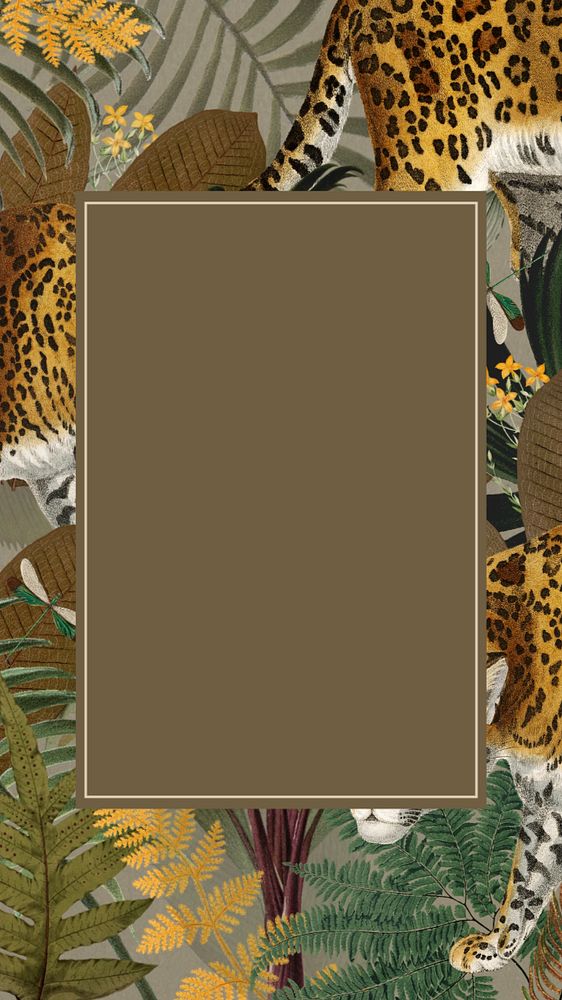 Jaguar tiger patterned mobile wallpaper, wildlife frame background, editable design