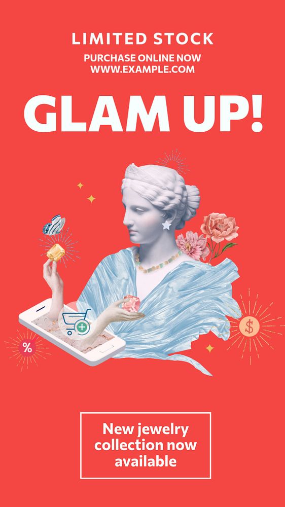 Glam up Instagram story template, customizable social media design 