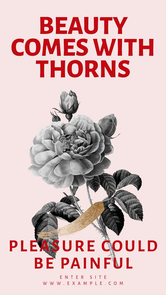 Beauty comes with thorns Instagram story template, customizable social media design 