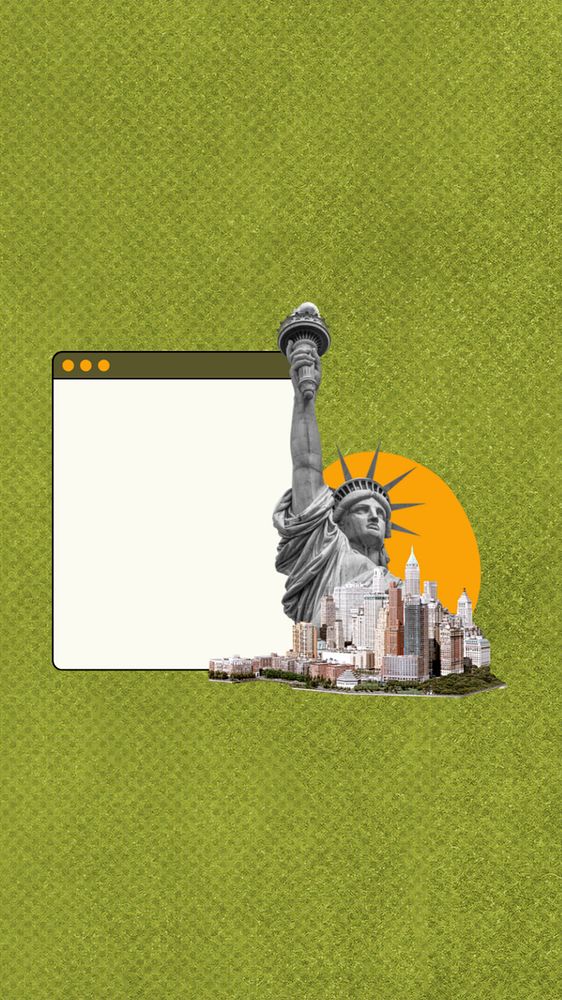 Statue of liberty iPhone wallpaper, green  editable design