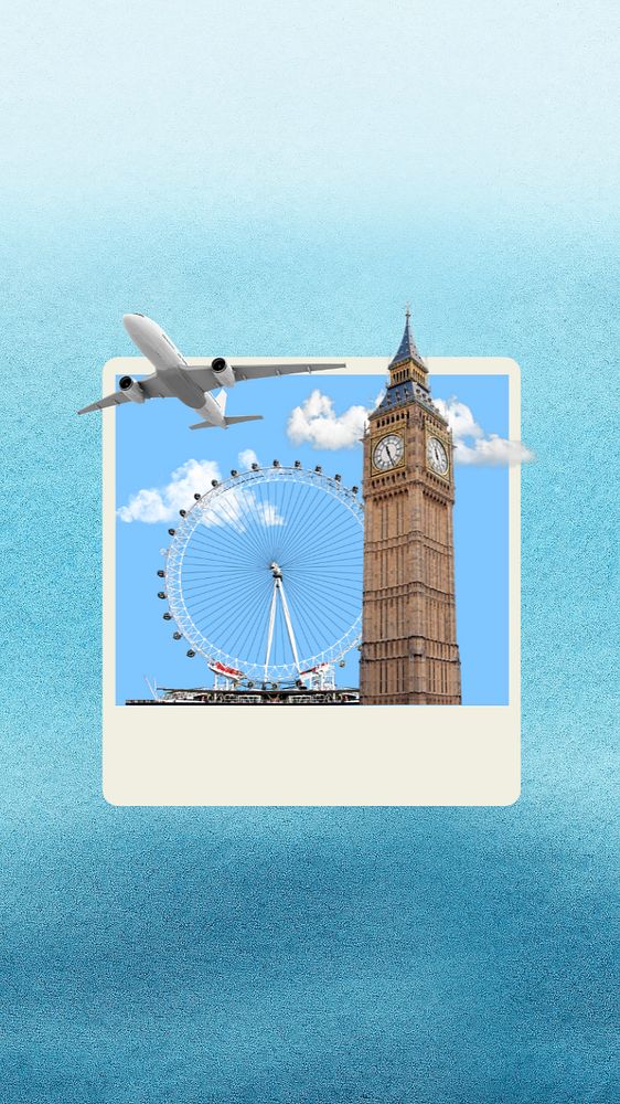 UK travel iPhone wallpaper, blue  editable design