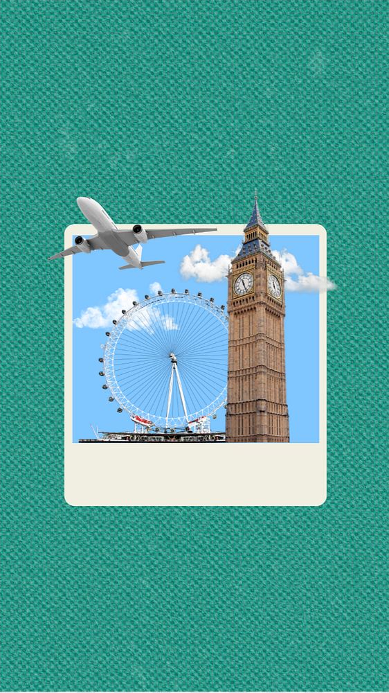 UK travel iPhone wallpaper, green  editable design