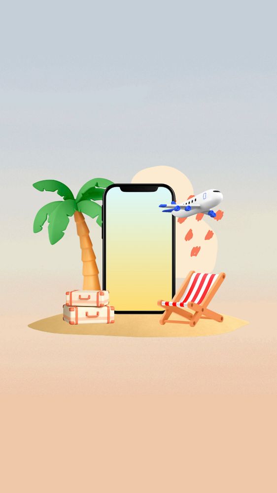 Summer vacation booking iPhone wallpaper editable design