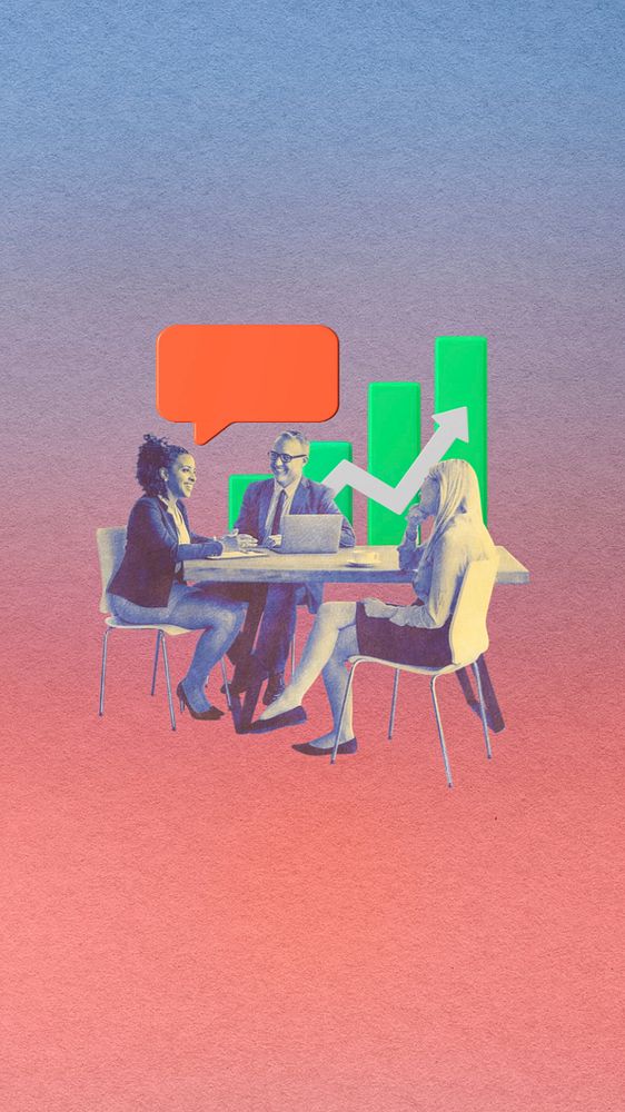 Colorful business meeting iPhone wallpaper editable design