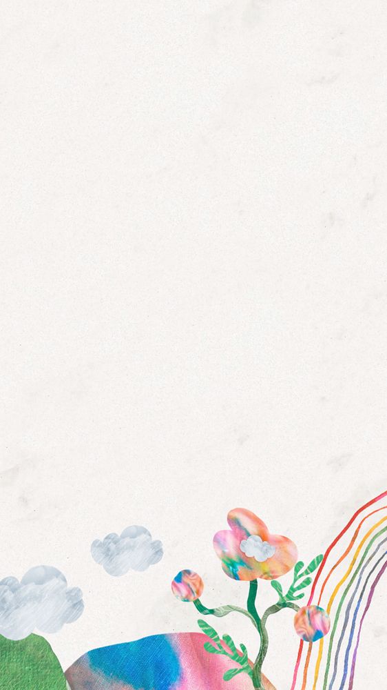 Colorful nature iPhone wallpaper, landscape paper collage background, editable design