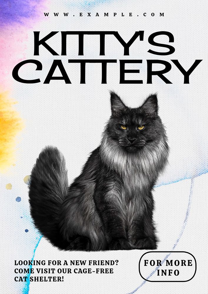 Kitty's cattery poster template, customizable design 