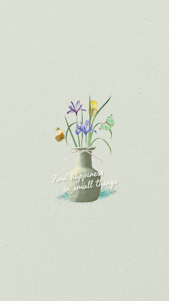 Flower vase mobile wallpaper template, editable design