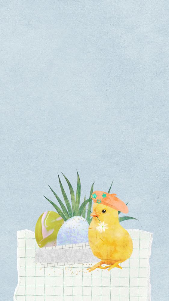 Editable little chick mobile wallpaper Easter collage design