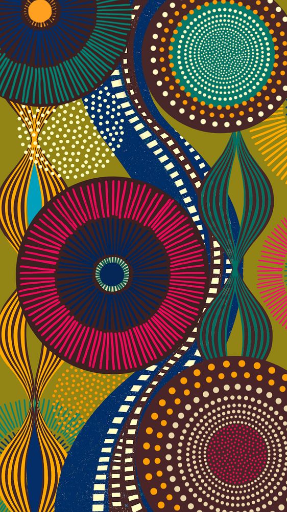 African tribal pattern iPhone wallpaper, colorful abstract background, editable design