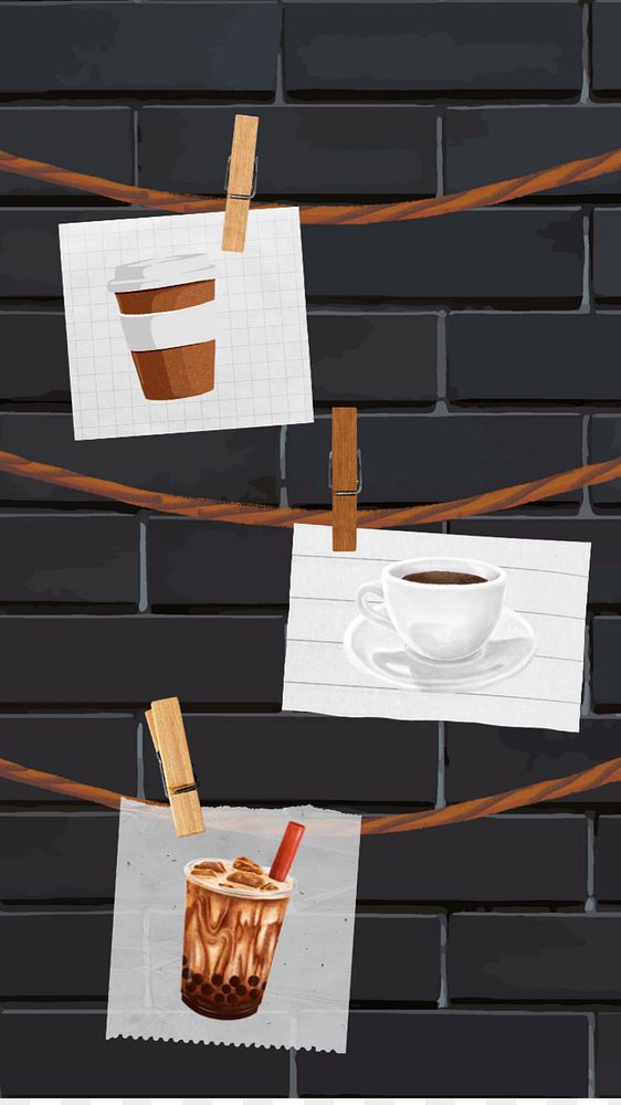 Editable coffee lovers iPhone wallpaper, paper collage design