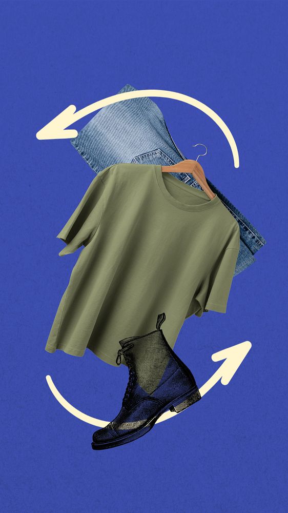 Recycle clothing fashion mobile wallpaper, editable design