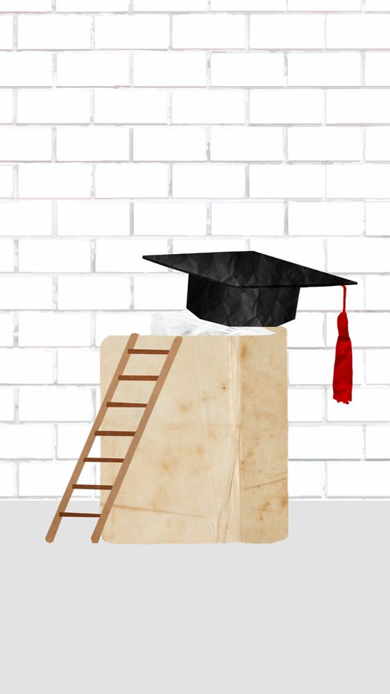 Editable graduation cap mobile wallpaper, cute education design