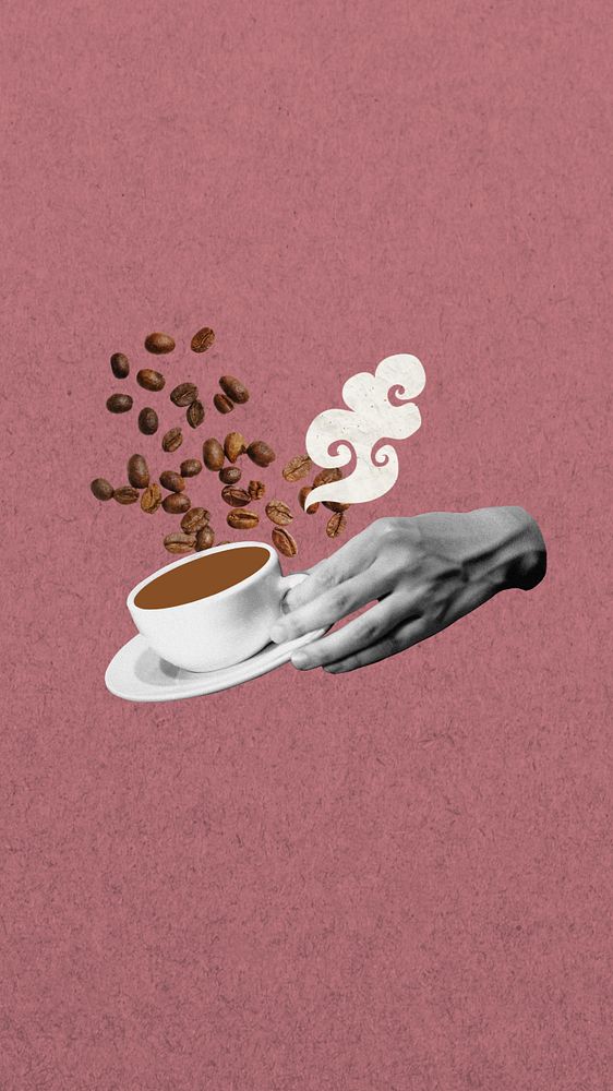 Coffee lover aesthetic mobile wallpaper, editable design