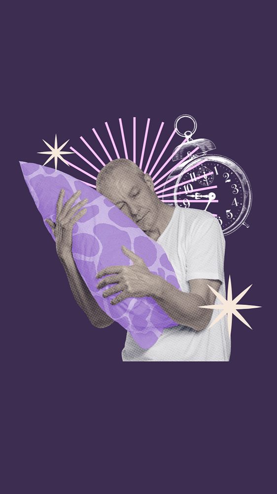 Man hugging pillow mobile wallpaper, editable design