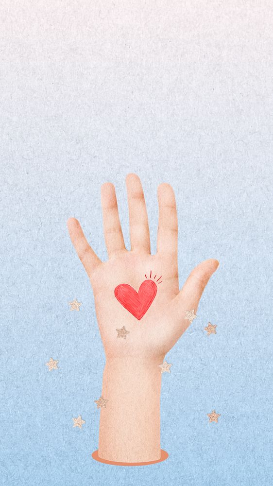 Editable Valentine's mobile wallpaper, supportive hand collage element remix design