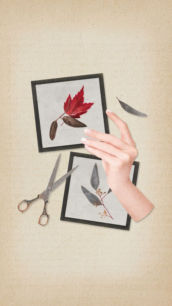 Autumn collage iPhone wallpaper, editable design