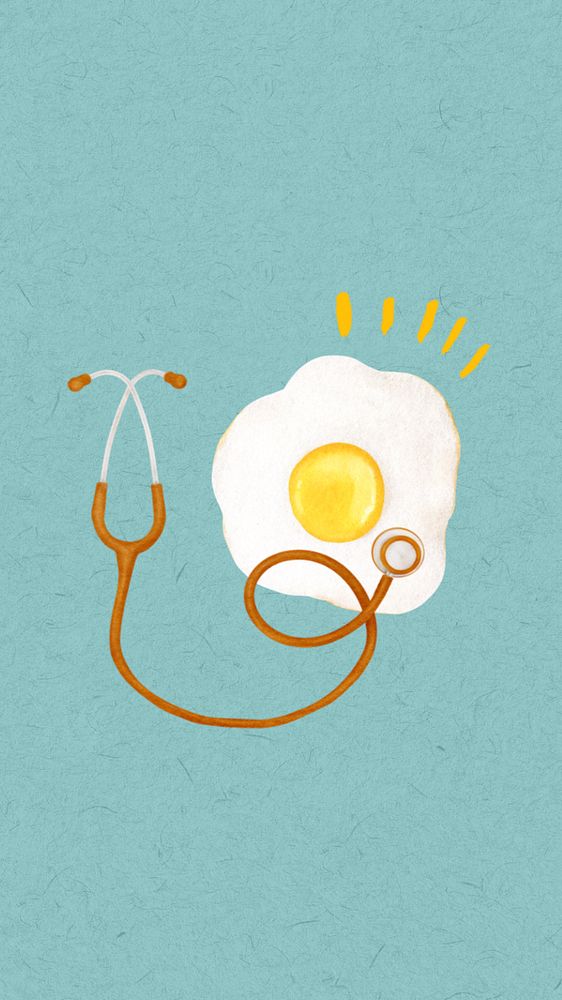 Editable healthy food mobile wallpaper, sunny-side up egg collage design