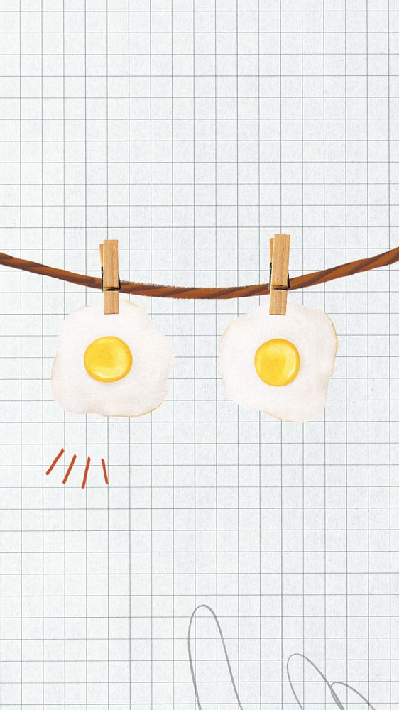 Sunny-side up eggs mobile wallpaper, editable cute collage design