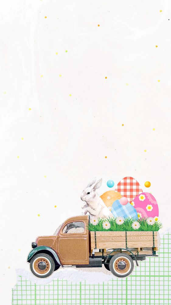 Editable Easter rabbit iPhone wallpaper, egg hunt border design