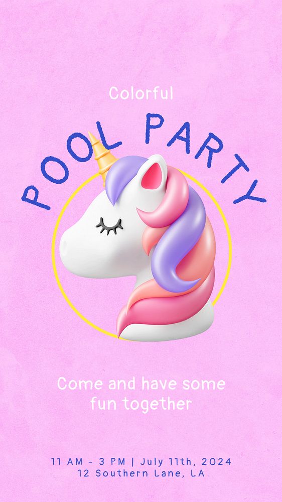 Pool party invitation Instagram story template, editable text & design